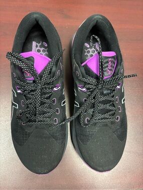 ASICS Women's Black and Purple Athletic Running Sneakers